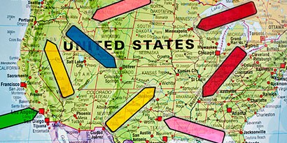 Use Post-it® Arrow Flags to identify where people hail from